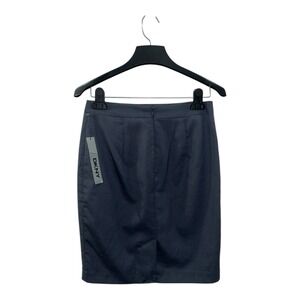 NWT DKNY Classic Dk Grey Mini Pencil Skirt Sz 0 Stretch Career Lined Zip Pockets
